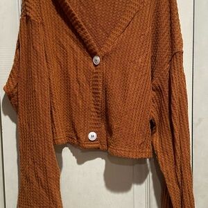 Rust Button-Up Women Sweater